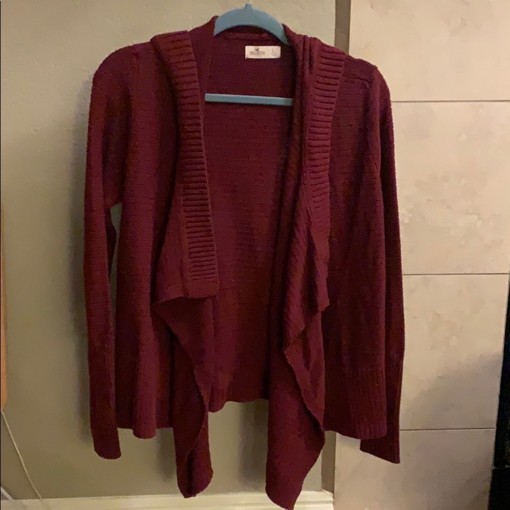 Red cardigan with hoodie